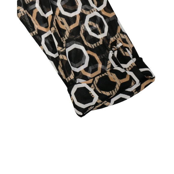 Cocomo Tunic Blouse Womens 3X Black Mesh Lined Peasant Top Boho Relaxed Geo - Picture 4 of 8